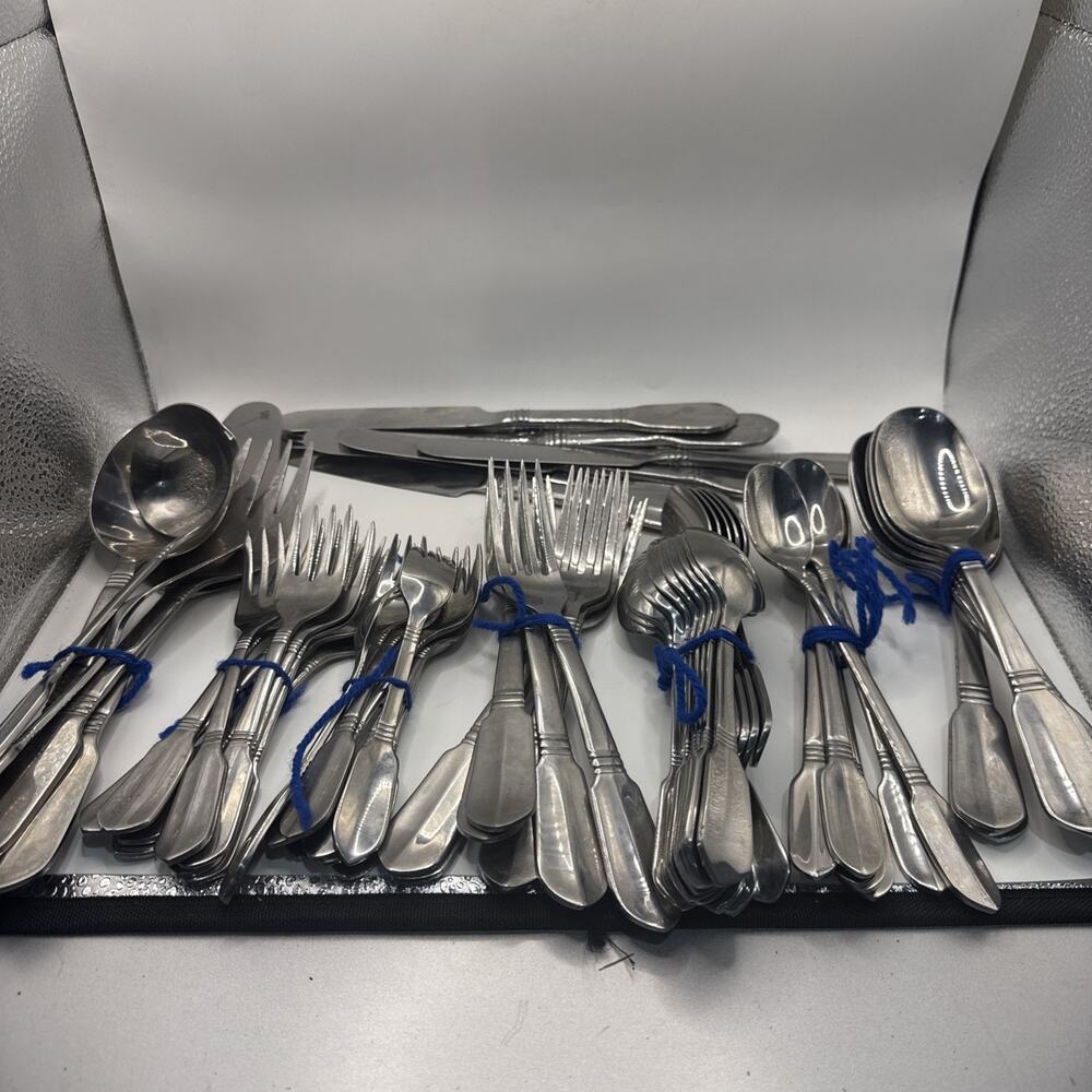 Oxford Hall Stainless Flatware 65 Pc Mixed Set Serving Utensils Silverware Lot *